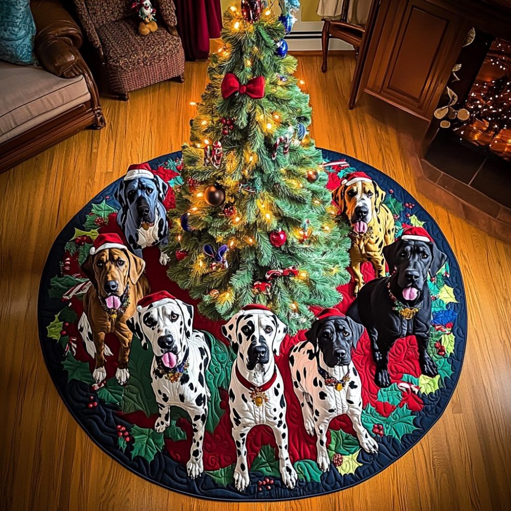 Great Dane Winter Wishes Made-To-Order Tree Skirt — Handcrafted Holiday Skirt For Great Dane Owners, Personalized & Durable Design