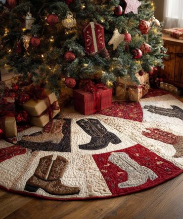 Grit Leather Style Christmas Tree Skirt — Made-To-Order Rugged Holiday Skirt With Premium Stitching, Handmade For Modern Rustic Homes