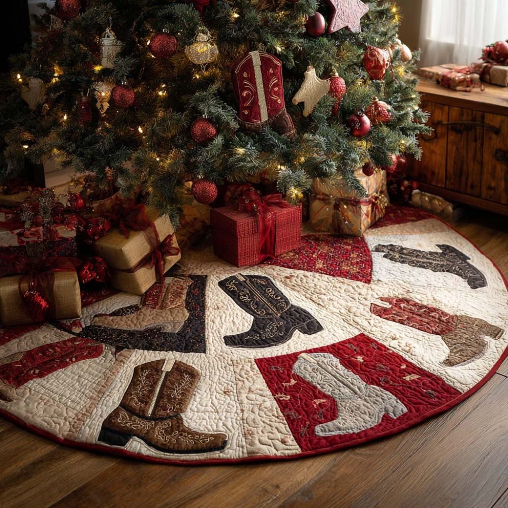 Grit Leather Style Christmas Tree Skirt — Made-To-Order Rugged Holiday Skirt With Premium Stitching, Handmade For Modern Rustic Homes