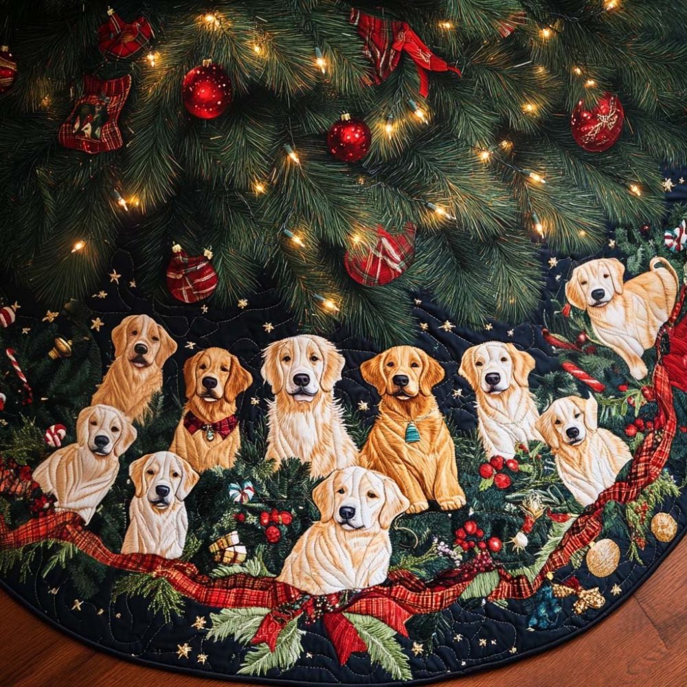 Playful Dog Snout Personalized Christmas Tree Skirt — Made-To-Order Pet Lover Holiday Tree Skirt With Cute Snout Print