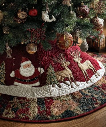 Classic Hearthside Christmas Tree Skirt — Handmade Made-To-Order Skirt With Traditional Holiday Patterns, Durable And Easy-Care Fabric