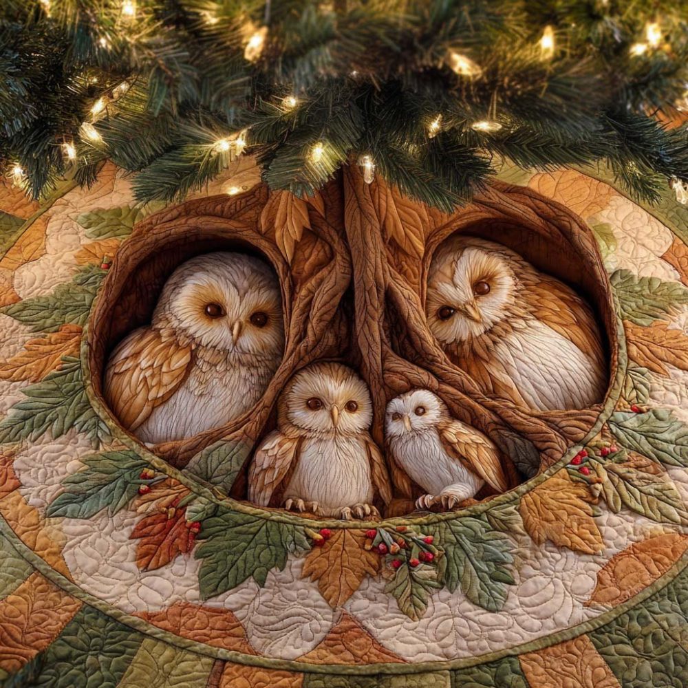 Rustic Hearthside Custom Christmas Tree Skirt — Handmade Cozy Hearth Nest Tree Skirt, Wool-Feel, Personalized, Made-To-Order