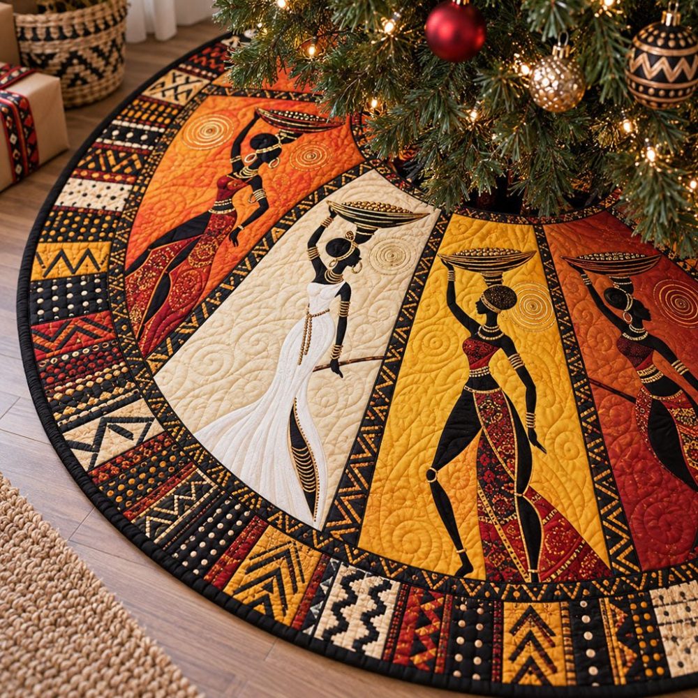 Heritage Queens Royal Holiday Tree Skirt — Made-To-Order Afrocentric Christmas Skirt, Premium Quality, Perfect Gift For Her & Home