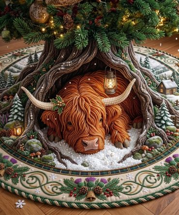 Highland Forest Christmas Tree Skirt — Made-To-Order Woodland Holiday Skirt With Pine & Wildlife Motifs For Cozy Decor
