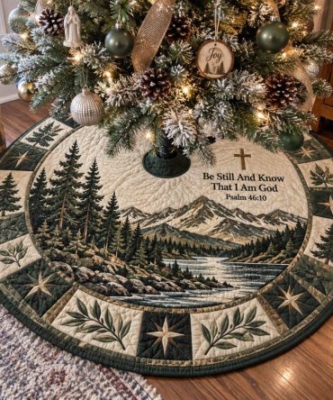 His Amazing Grace Christmas Tree Skirt — Handcrafted Religious Holiday Skirt, Personalized Options & Premium Materials