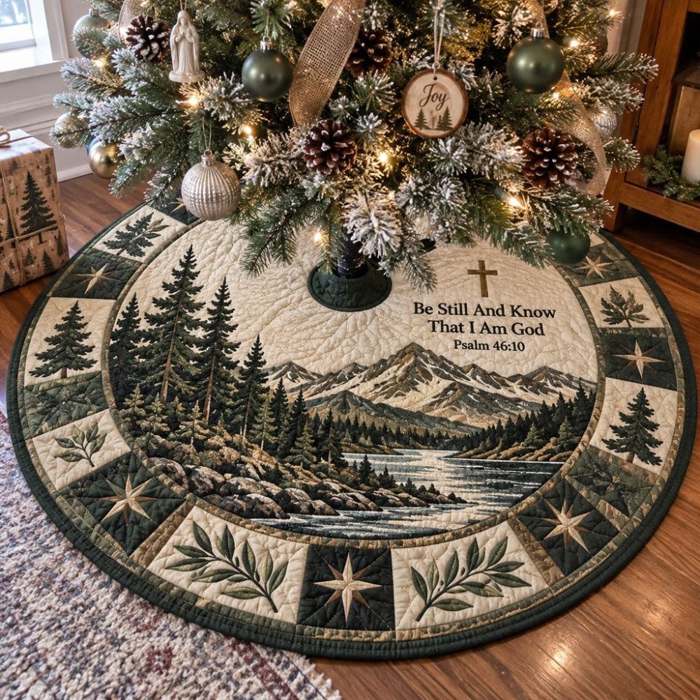 His Amazing Grace Christmas Tree Skirt — Handcrafted Religious Holiday Skirt, Personalized Options & Premium Materials