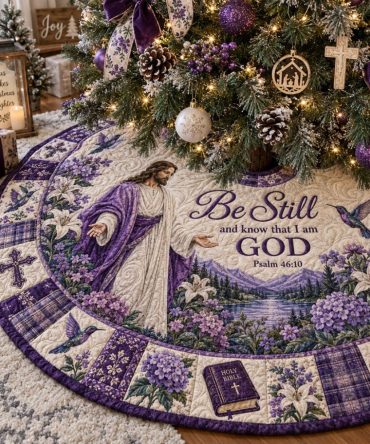 His Sacred Promise Christmas Tree Skirt — Custom Faith-Based Holiday Tree Skirt, Handmade Keepsake Gift Option