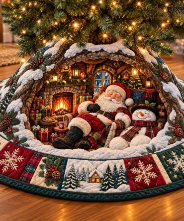 Festive Character Christmas Tree Skirt - Custom Holiday Portraits & Whimsical Designs, Personalized Made-To-Order