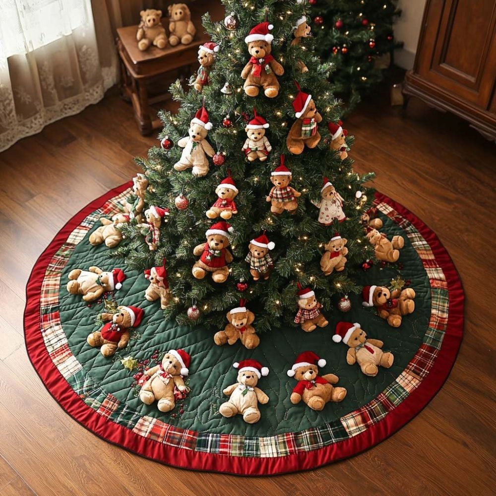 Cuddle Circle Holiday Tree Skirt - Cozy Plush Christmas Tree Skirt, Customizable For Family-Friendly Holiday Décor