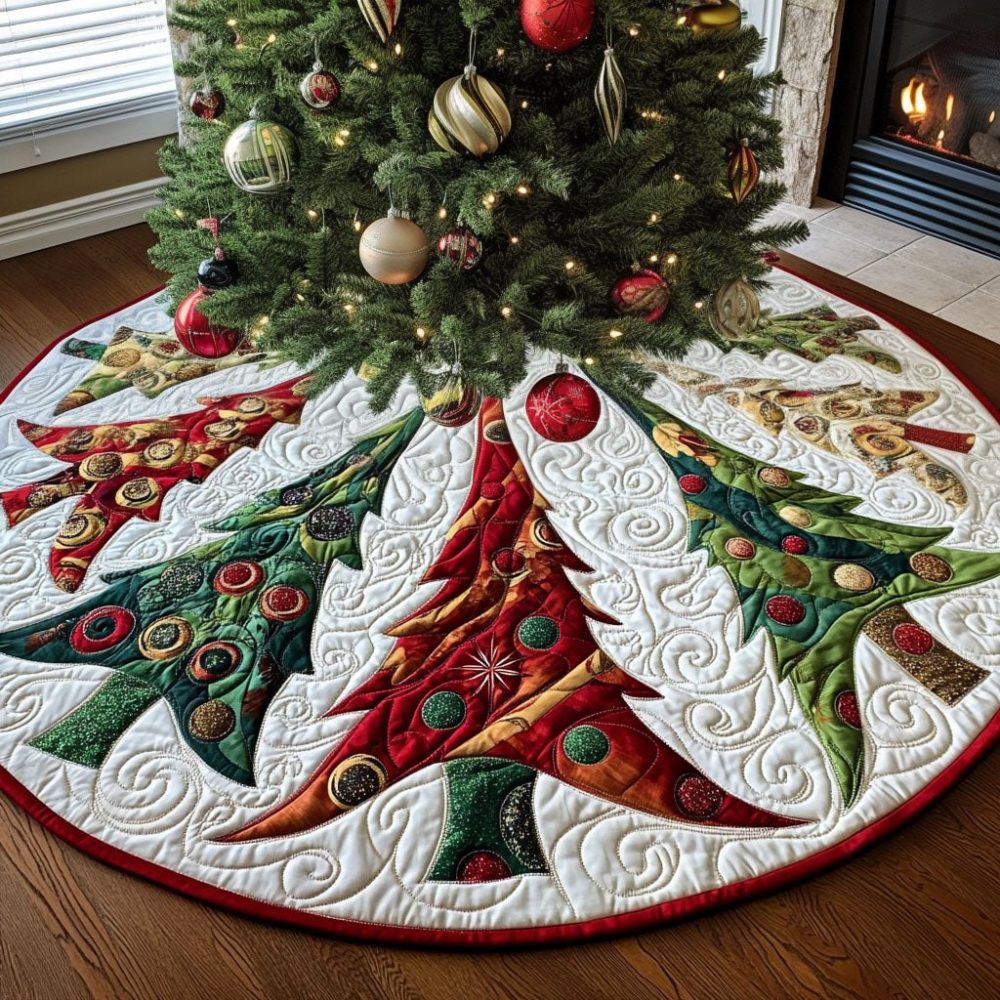 Holiday Forest Charm Tree Skirt - Rustic Woodland Christmas Tree Skirt, Custom Handmade Holiday Décor