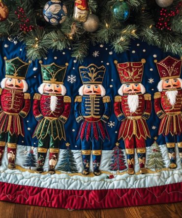 Deluxe Holiday Guardians Tree Skirt - Elegant Custom Christmas Tree Skirt, Handcrafted Holiday Decor Piece