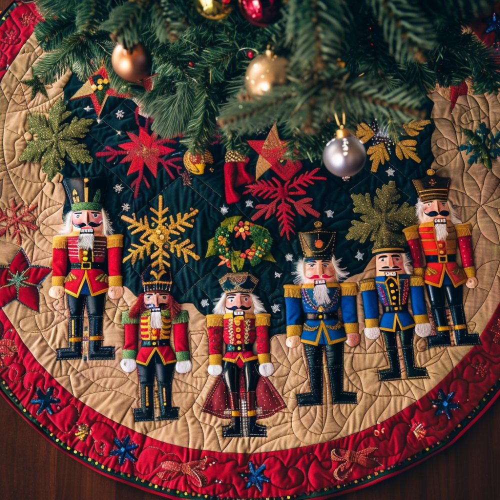 Nutcracker Parade Collector’S Tree Skirt — Custom Toy Soldier Design, Premium Felt, Handcrafted Holiday Base, Limited Edition