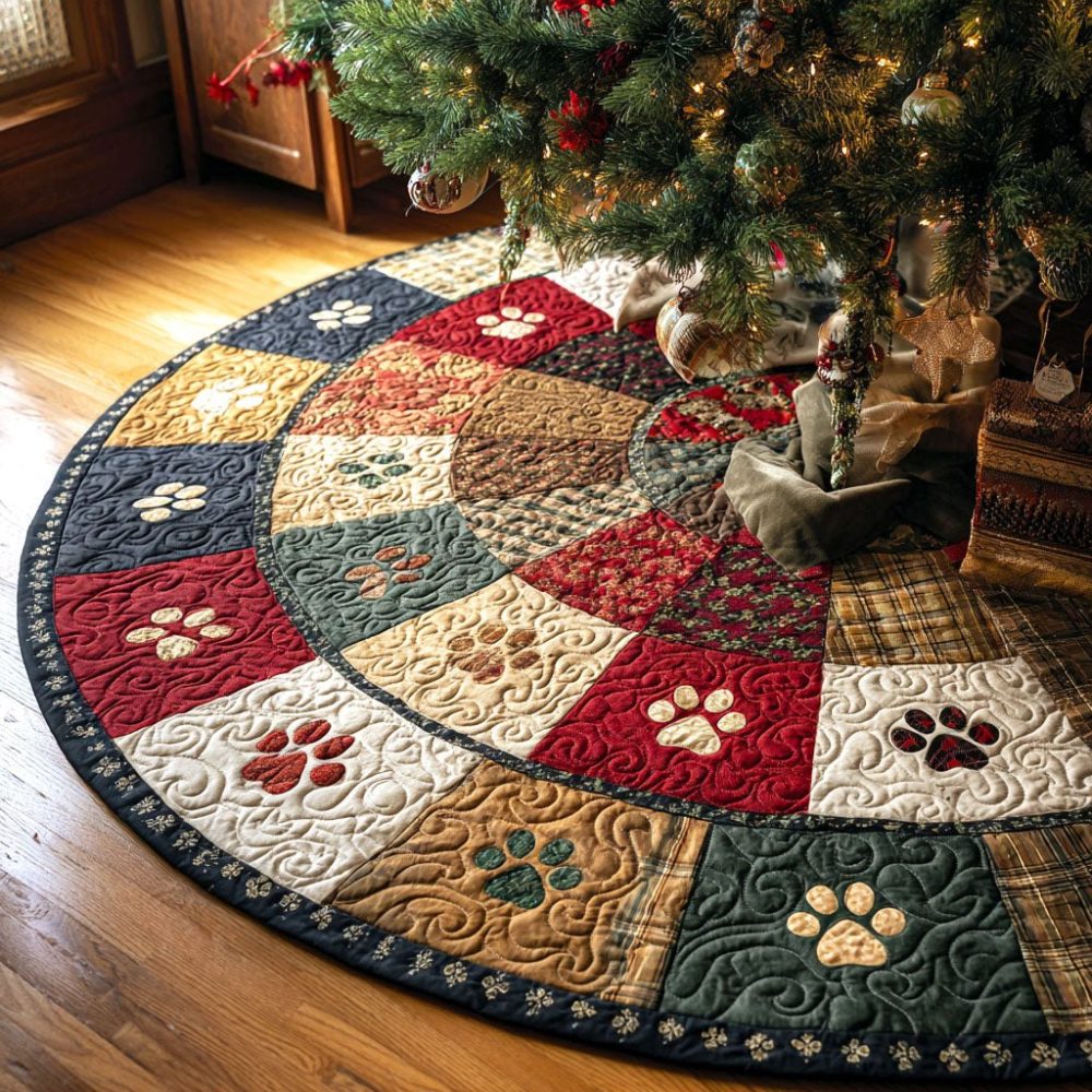 Scenic Holiday Path Tree Skirt — Custom Made Forest Path Design, Premium Fabric, Reinforced Edge, Easy Care For Seasonal Use