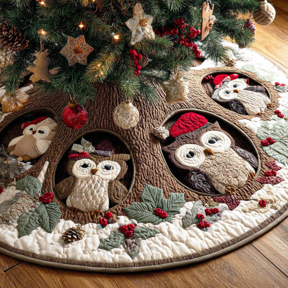 Coastal Perch Christmas Tree Skirt — Custom Nautical Tree Base Cover, Durable Fabric, Machine Washable, Perfect For Beach Homes