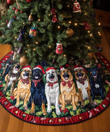 Shepherd Dreams Made-To-Order Tree Skirt — Cozy Rustic Christmas Skirt With Traditional Motifs & Custom Monogram Options