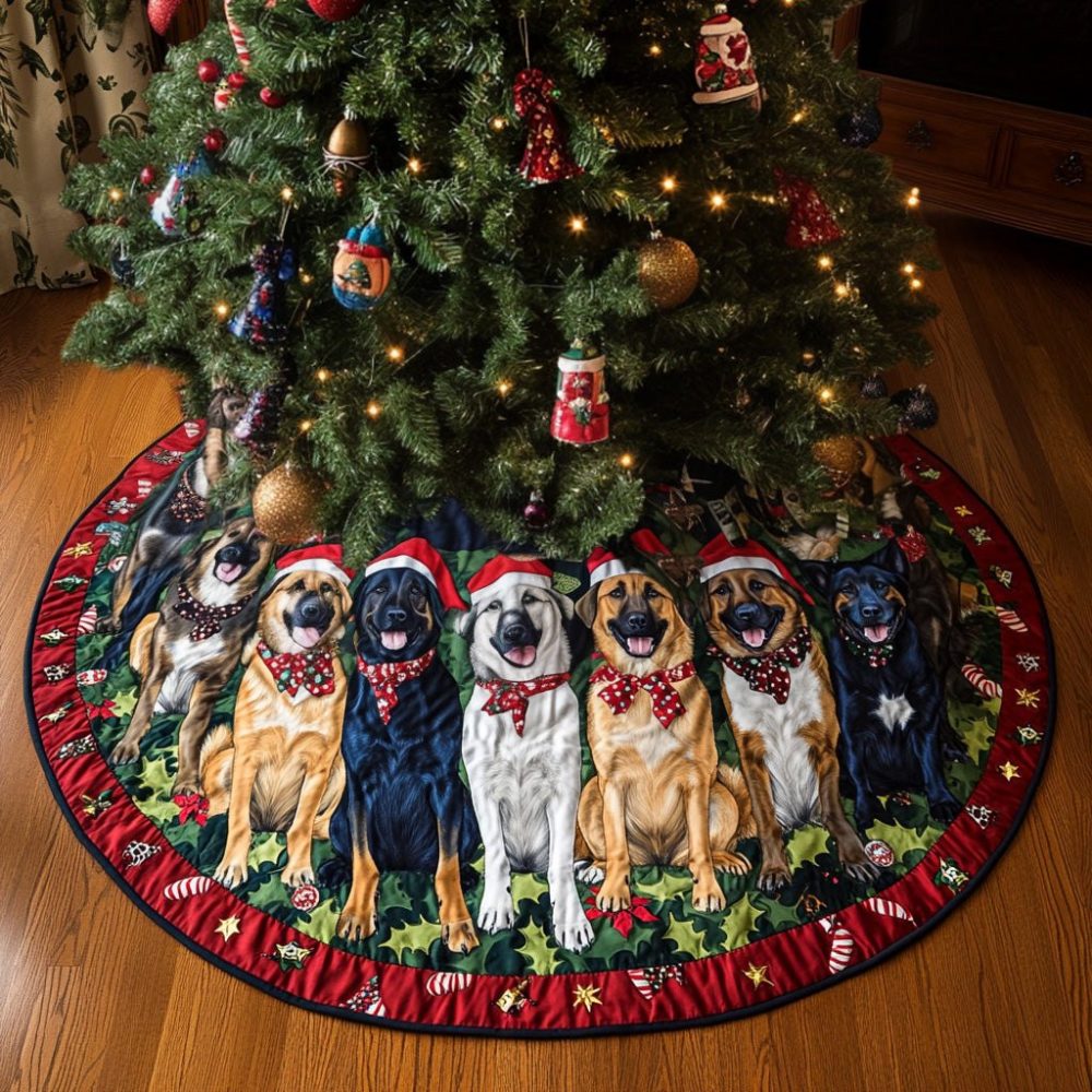 Shepherd Dreams Made-To-Order Tree Skirt — Cozy Rustic Christmas Skirt With Traditional Motifs & Custom Monogram Options