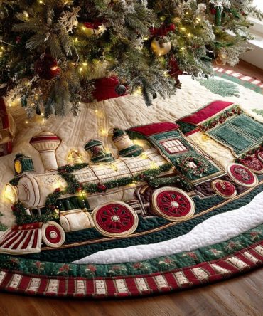 Steam Line Premium Christmas Tree Skirt — Made-To-Order Modern Holiday Skirt With Clean Lines & Custom Sizing