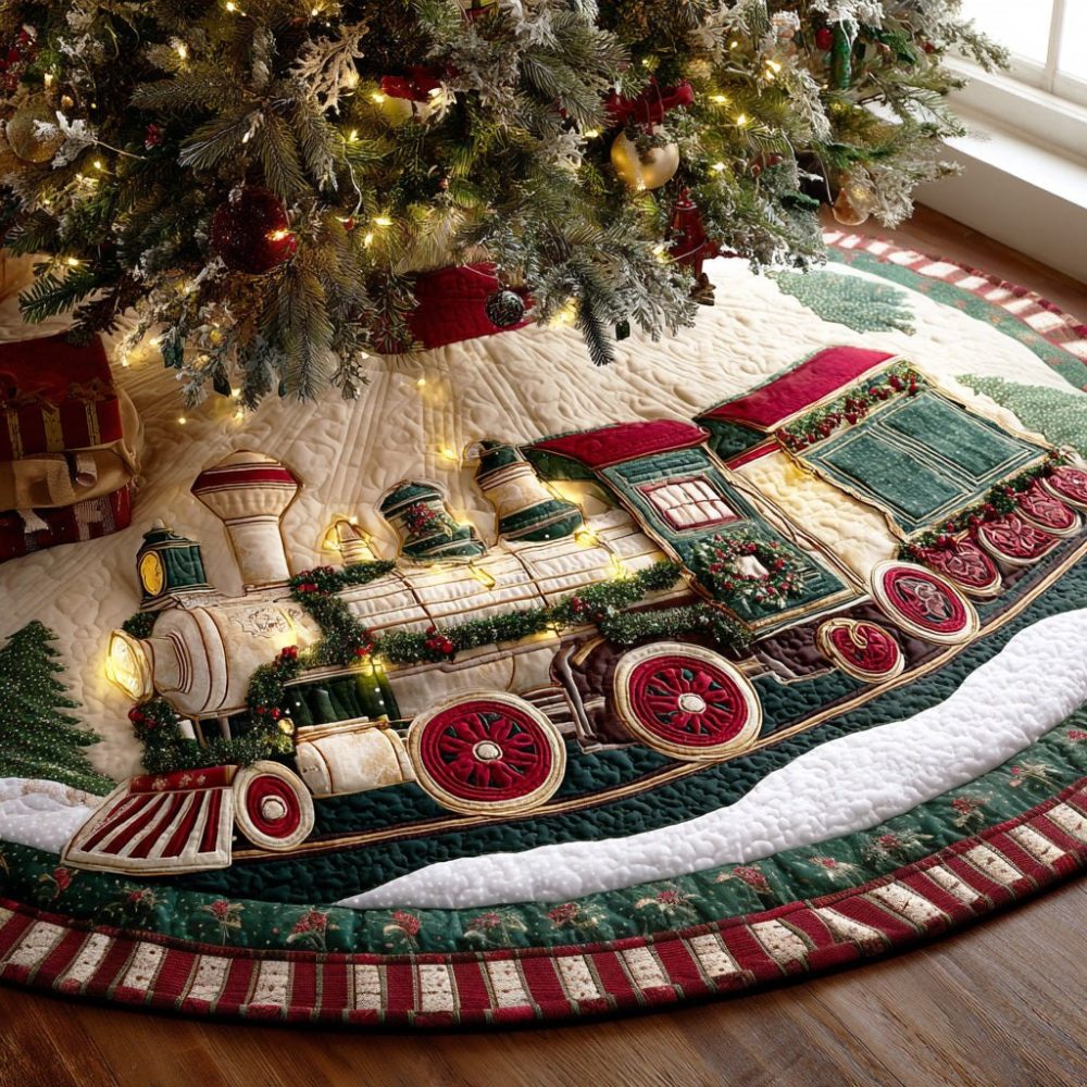 Steam Line Premium Christmas Tree Skirt — Made-To-Order Modern Holiday Skirt With Clean Lines & Custom Sizing