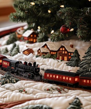 Holiday Express Train Christmas Tree Skirt - Custom Train-Themed Holiday Skirt, Soft Plush, Personalized Family Keepsake, Made-To-Order