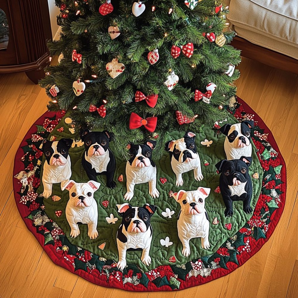 Boston Terrier Holiday Tree Skirt — Made-To-Order Personalized Dog Christmas Skirt, Cute Breed Design & Premium Finishes