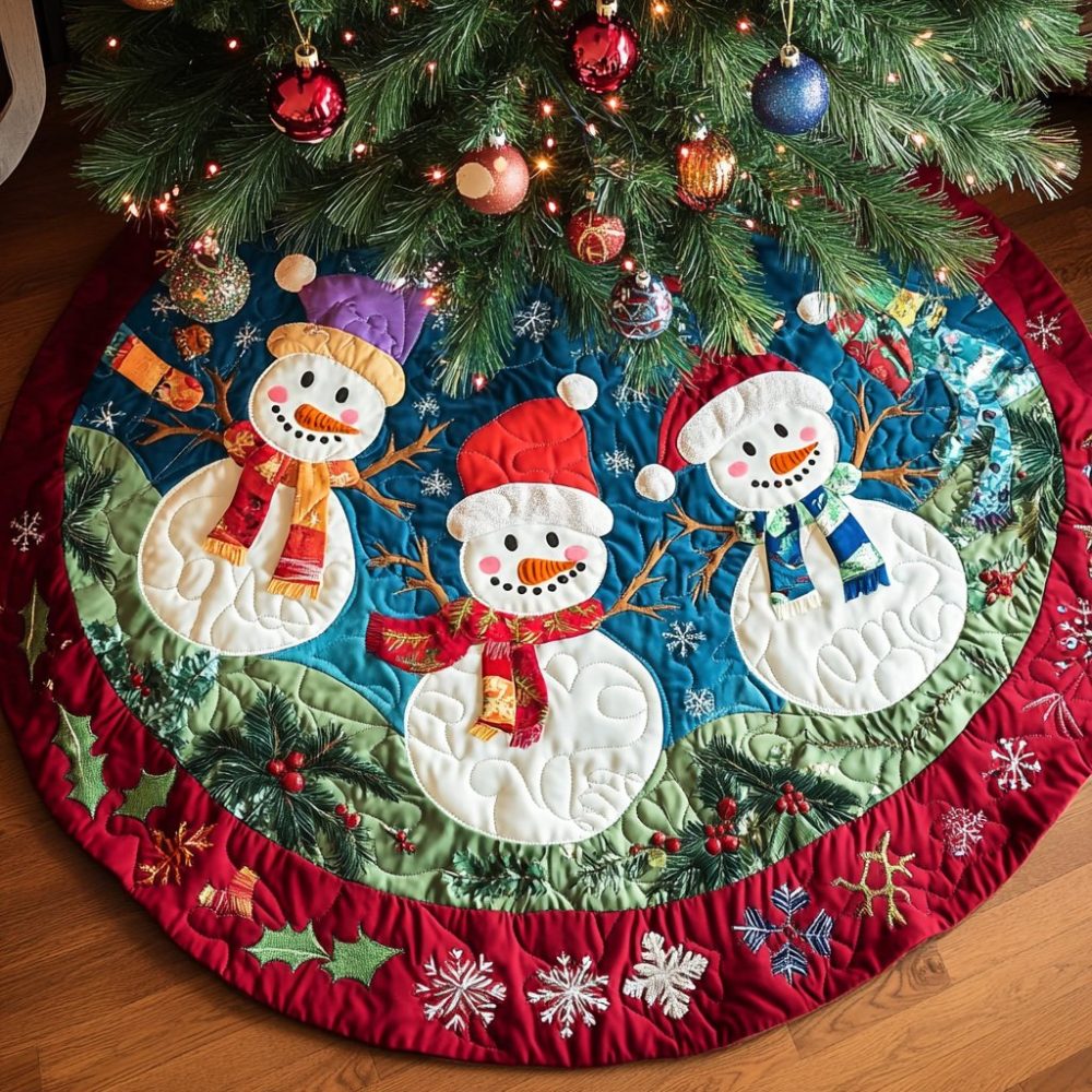 Festive Holly Cheer Personalized Christmas Tree Skirt — Made-To-Order Designer Holiday Skirt, Premium Fabric & Custom Options