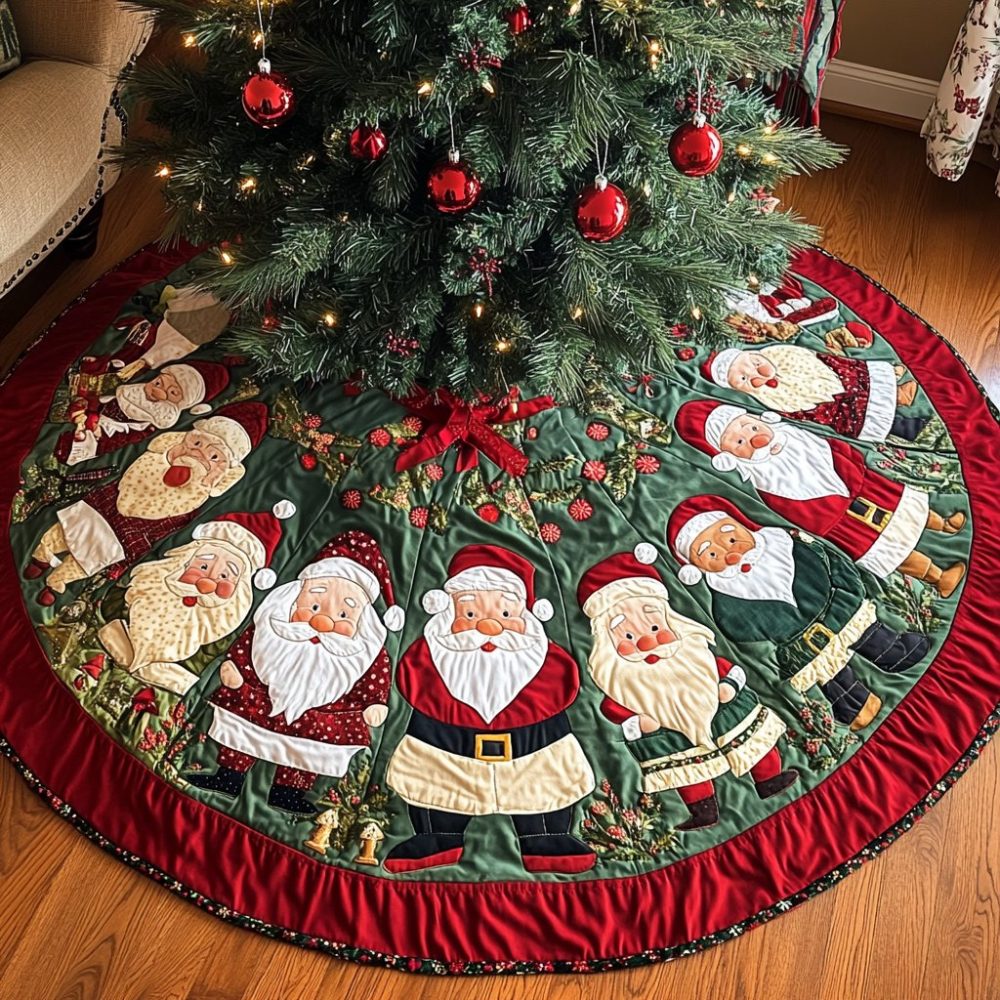 Jolly Joy Holly Christmas Tree Skirt — Bright, Custom Holiday Tree Skirt With Cheerful Jolly Joy Design, Handcrafted Festive Home Accent Gift