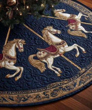 Horse Wonder Tree Skirt — Elegant Equestrian Christmas Skirt With Horse Motifs, Custom Embroidery, Premium Felt & Fast Personalization