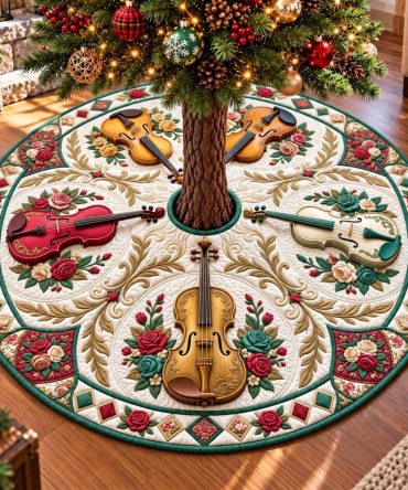 Elegant Ivory Rose Sonata Christmas Tree Skirt - Custom Handcrafted Velvet Skirt With Rose Embroidery & Luxe Trim, Multiple Sizes Available