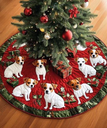 Custom Jack Russell Joy Christmas Tree Skirt - Plush Personalized Holiday Skirt, Handcrafted Dog Breed Décor, Perfect Gift For Terrier Fans