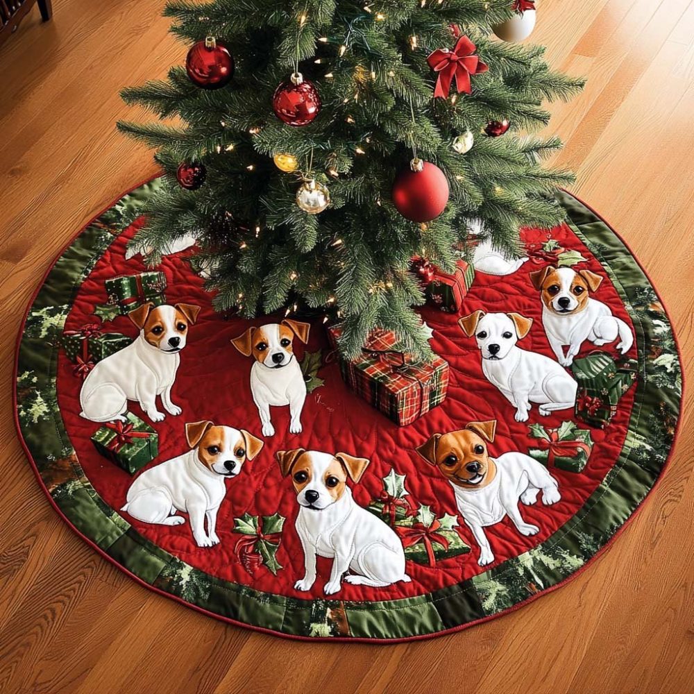 Custom Jack Russell Joy Christmas Tree Skirt - Plush Personalized Holiday Skirt, Handcrafted Dog Breed Décor, Perfect Gift For Terrier Fans