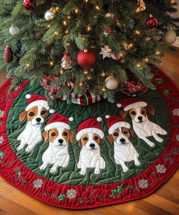 Jack Spirit Festive Tree Skirt - Custom Plush Holiday Skirt With Jack Russell Flair, Personalized Christmas Décor, Handmade Keepsake