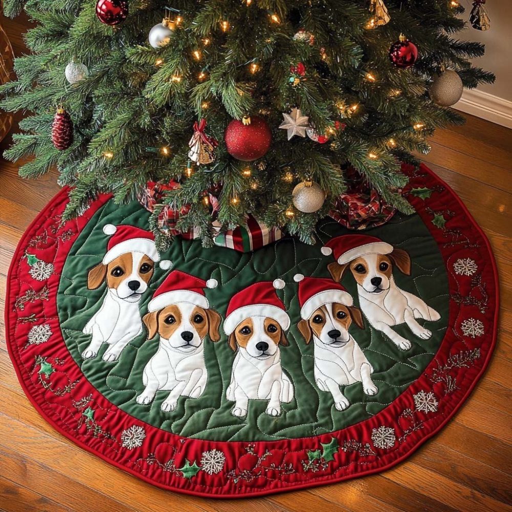 Jack Spirit Festive Tree Skirt - Custom Plush Holiday Skirt With Jack Russell Flair, Personalized Christmas Décor, Handmade Keepsake