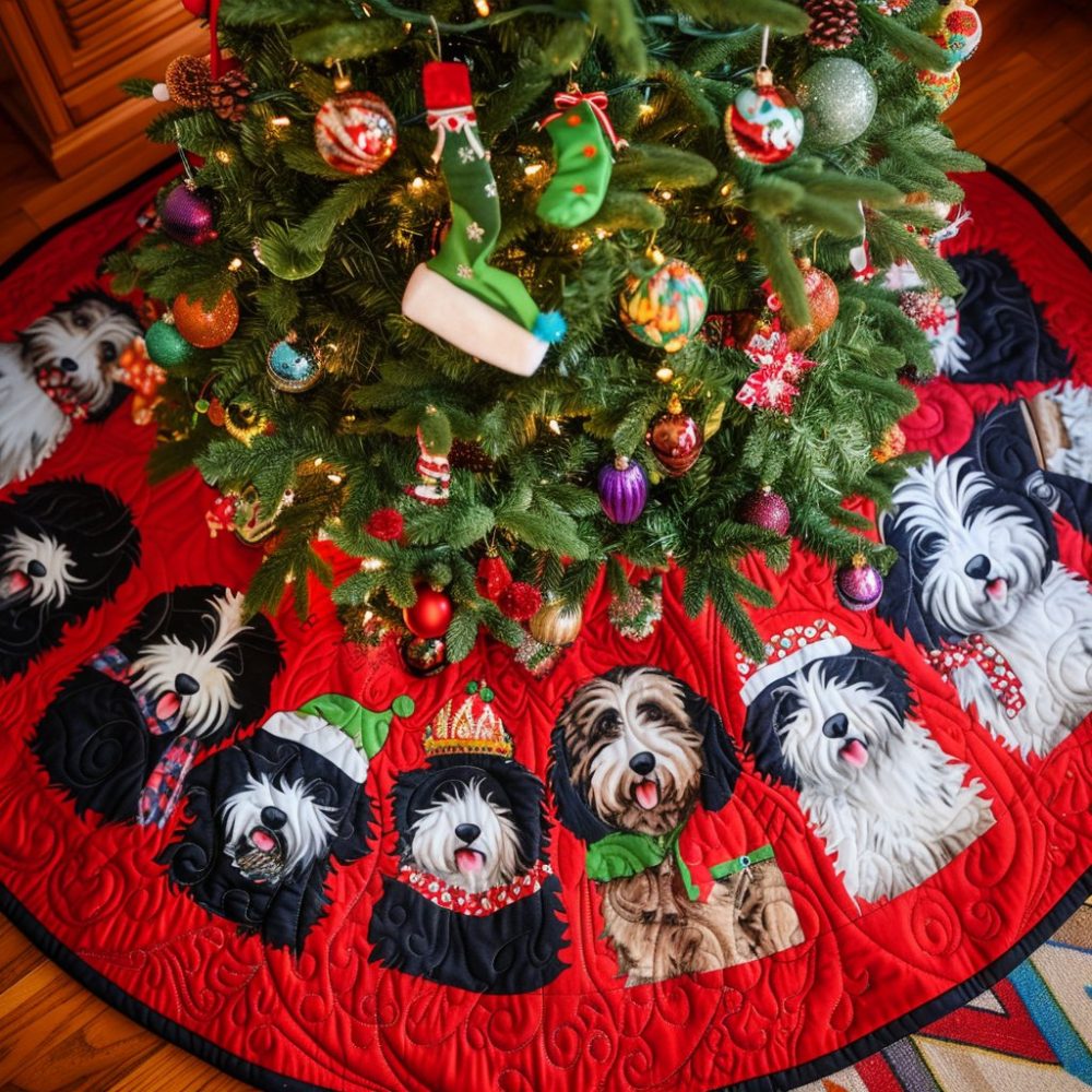 Custom Bernedoodle Holiday Tree Skirt - Plush Personalized Christmas Skirt, Handcrafted Dog Breed Decor, Perfect Holiday Gift