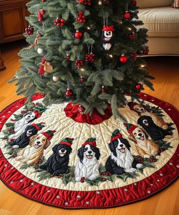 Handmade Border Collie Christmas Tree Skirt - Custom Plush Holiday Skirt, Personalized Dog Breed Decor, Perfect Gift For Collie Owners