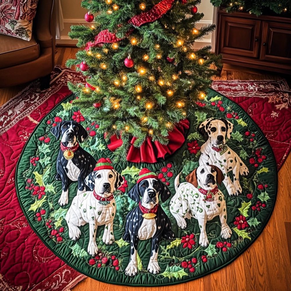 Grand Great Dane Holiday Tree Skirt — Custom Great Dane Christmas Tree Skirt, Handcrafted For Dog Lovers & Stylish Display