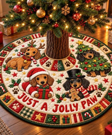 Jolly Paw Pet Lover Christmas Tree Skirt — Playful Paw Print Holiday Mat, Durable & Washable, Custom Sizes And Personalization For Pet Parents