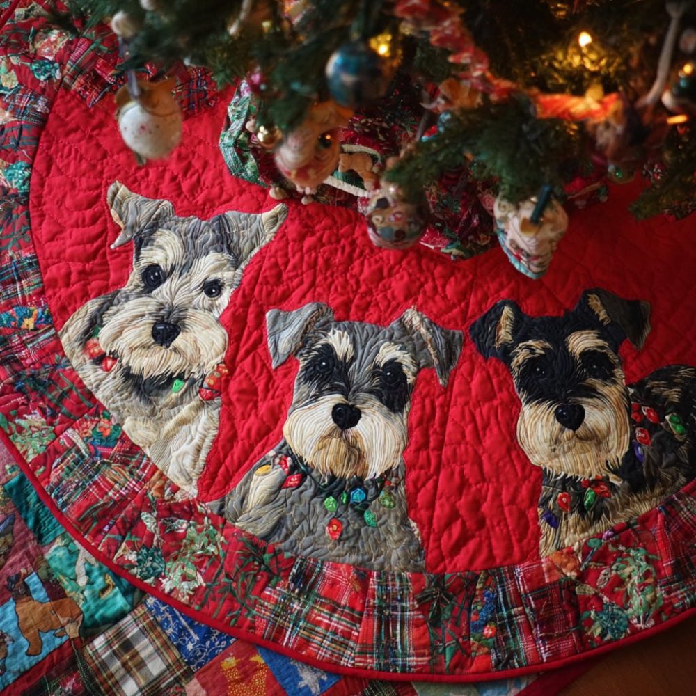 Schnauzer Holiday Tree Skirt — Custom-Made Christmas Tree Skirt For Dog Lovers, Handcrafted Festive Home Accent