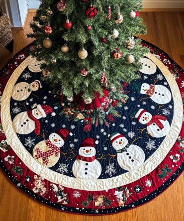 Festive Snowman Holiday Tree Skirt — Custom-Made Christmas Tree Skirt For Home Decor, Pet-Friendly & Gift-Ready