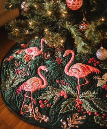 Tropical Jolly Tropics Tree Skirt — Made-To-Order Holiday Base With Bright Tropics Motif, Custom Sizes, Vibrant & Durable