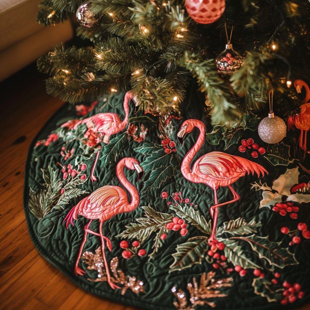 Tropical Jolly Tropics Tree Skirt — Made-To-Order Holiday Base With Bright Tropics Motif, Custom Sizes, Vibrant & Durable