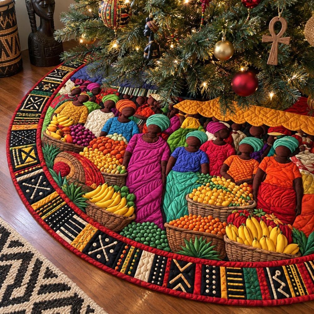 Journey Through Africa Made-To-Order Tree Skirt — Customizable Pan-African Holiday Base With Bold Cultural Patterns