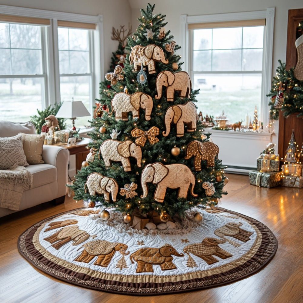 Handcrafted Joyful Herd Christmas Tree Skirt — Custom Made-To-Order Holiday Base, Plush Farmhouse Festive Tree Decor