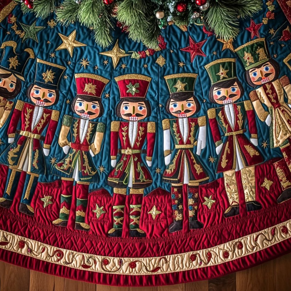 Holiday Soldiers Tree Skirt — Classic Toy Soldier & Nutcracker Design, Custom Sizes & Premium Fabric For Festive Mantels
