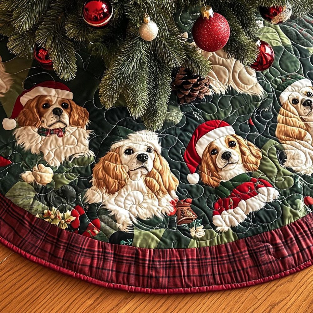 Elegant Spaniel Holiday Tree Skirt — Custom Spaniel Design, Plush Backing & Personalization For Classic Christmas Décor