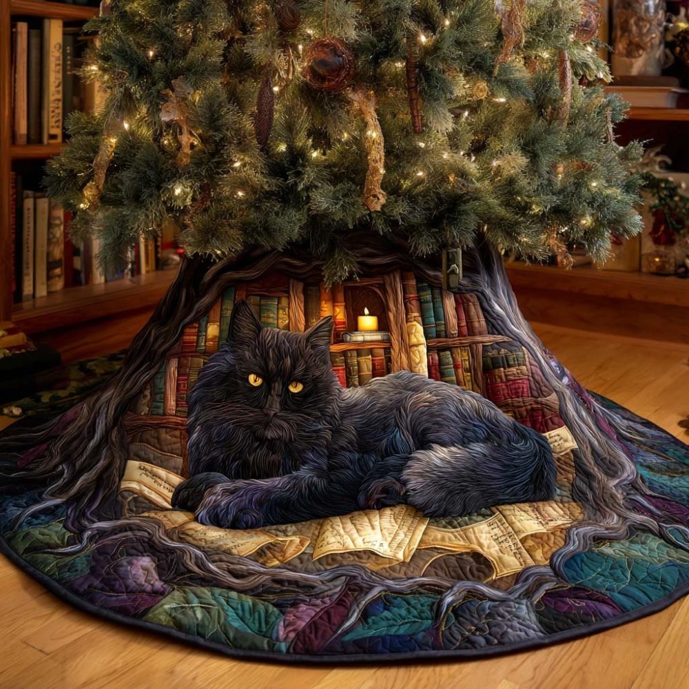 Keeper Of Tomes Christmas Tree Skirt — Handcrafted Bibliophile Holiday Tree Skirt, Custom Bookish Décor, Made-To-Order