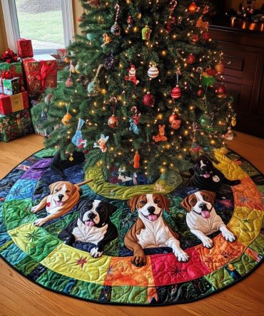 Custom Pitbull Spirit Christmas Tree Skirt — Made-To-Order Pet Lover Gift With Breed Art & Durable Holiday Fabric