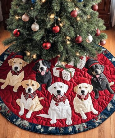 Labrado Joy Personalized Christmas Tree Skirt — Handmade Holiday Tree Skirt With Labrado Silhouettes, Custom Sizes & Colors, Made-To-Order