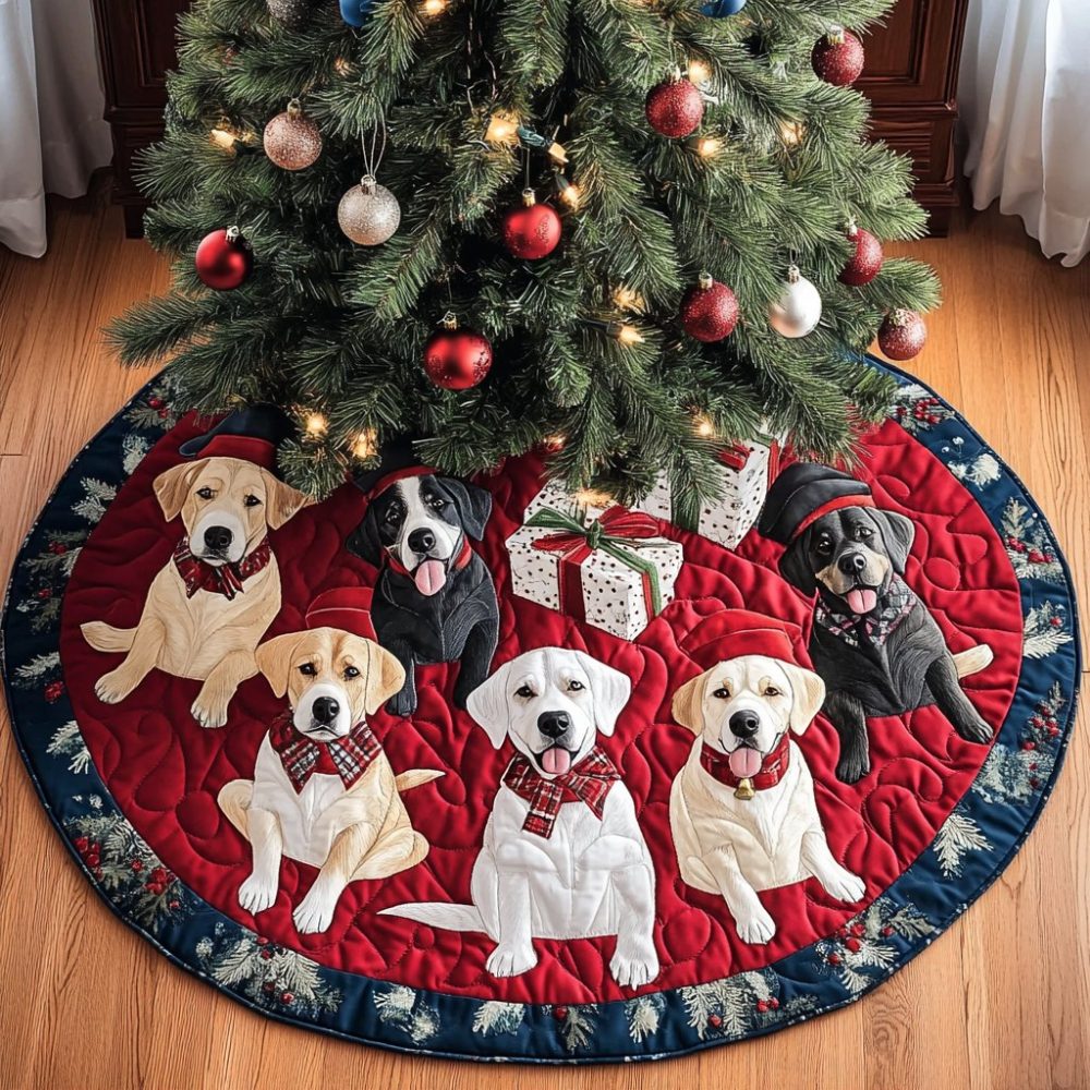 Labrado Joy Personalized Christmas Tree Skirt — Handmade Holiday Tree Skirt With Labrado Silhouettes, Custom Sizes & Colors, Made-To-Order