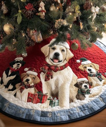 Labrado Spirit Holiday Tree Skirt — Festive Custom Dog Silhouette Christmas Skirt, Made-To-Order And Handcrafted For Seasonal Cheer