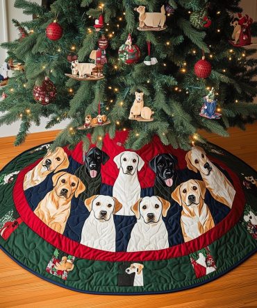 Classic Labrador Christmas Tree Skirt — Made-To-Order Premium Holiday Tree Collar With Labrador Motif, Durable Washable Fabric, Available In Multiple Sizes